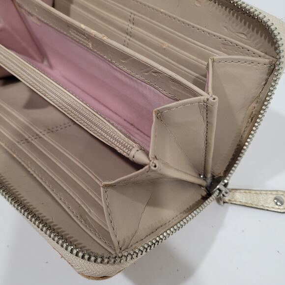 Coach Wallet Continental Canvas Floral Signature Beige Large Embellished Fair - Picture 5 of 9